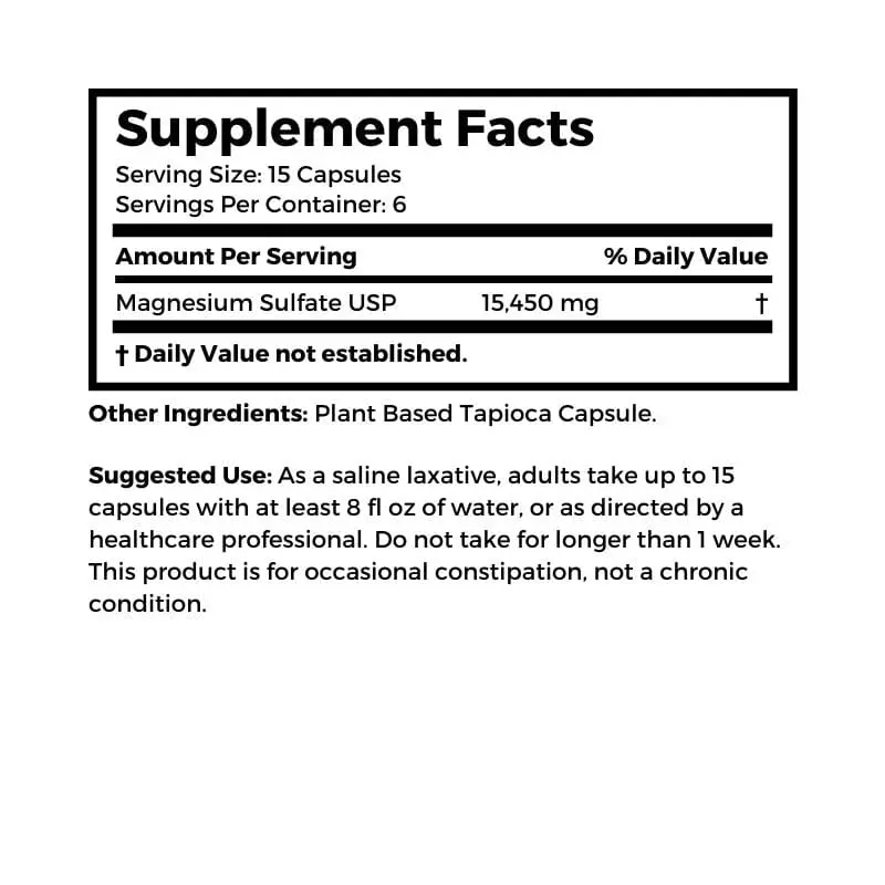 Magnesium Sulfate (Epsom Salt); Vegetarian, 1030 mg 100 tapioca caps - Image 2