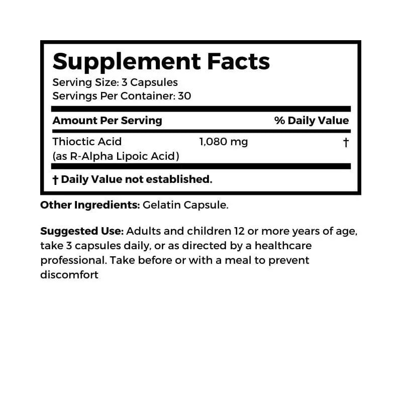 Alpha Lipoic Acid (Thioctic Acid), 360 mg 90 capsules - Image 2